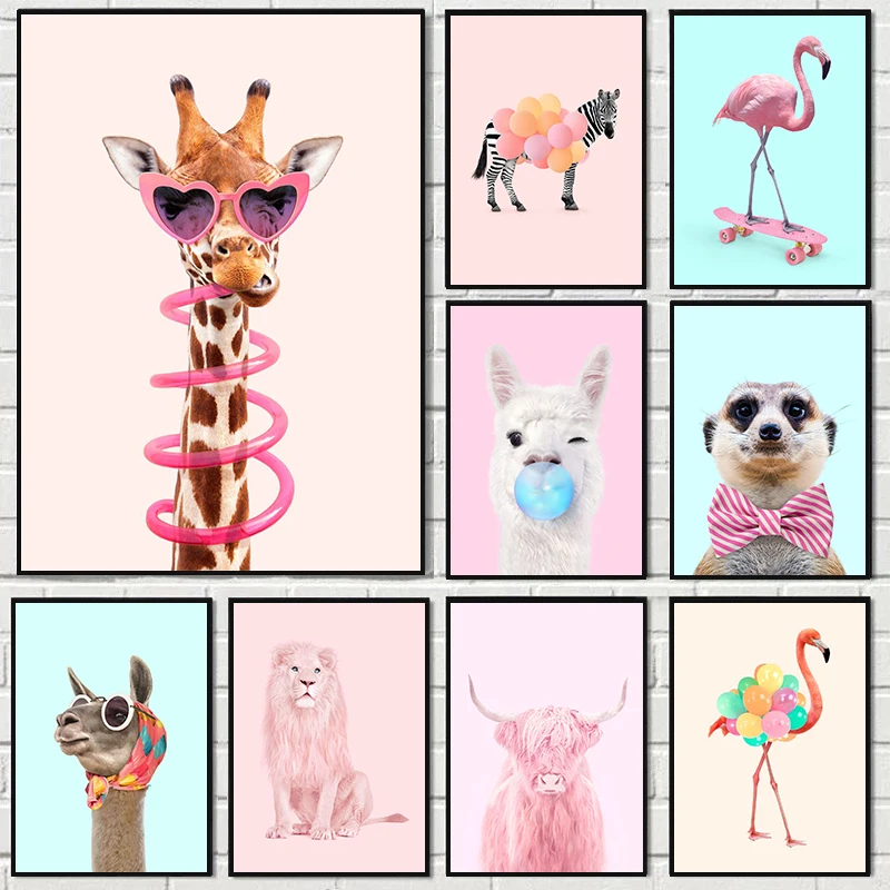 Art Craft Party - Divertente Poster di Moda con Giraffa,