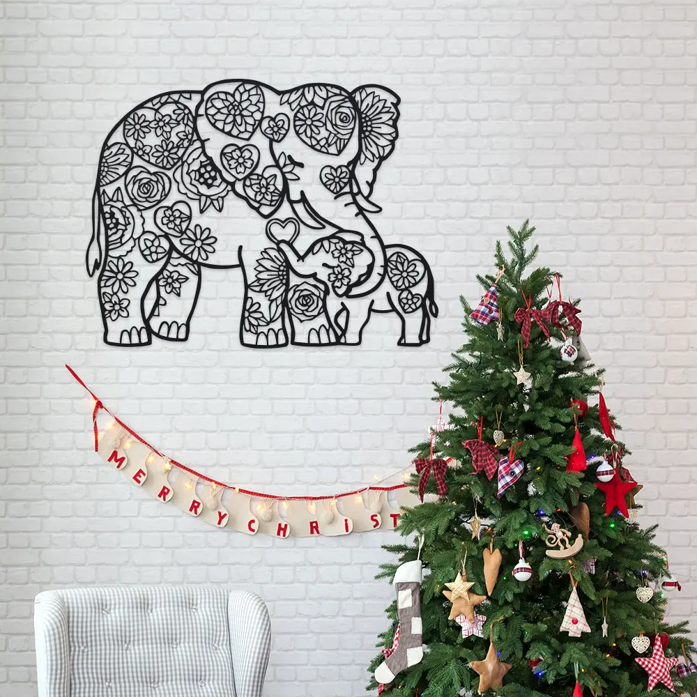 Art Craft Elephant - Elefante in ferro con cuori floreali,