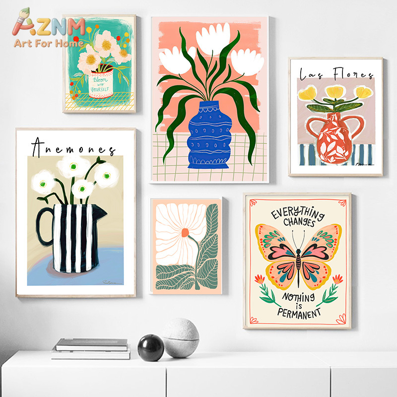 Art Craft Butterfly - AZNM Quadro su tela floreale boho,